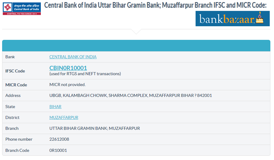 Uttar Bihar Gramin Bank IFSC Code